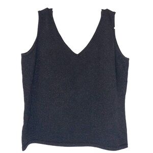 Ann Taylor Black Shimmer V-Neck Sweater Tank